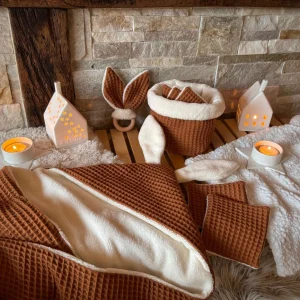 Cape de bain Nid d'abeille / Caramel