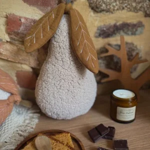 Poire décorative - Coussin Décoratif / Sherpa Ourson - Double Gaze Havane