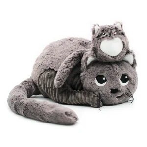 Peluche chat Miaou maman et son bébé gris - Les Ptipotos