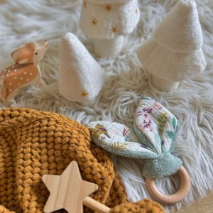 Anneau oreilles de Lapin en hêtre /  Double Gaze Anifolk