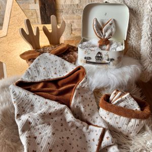 Cape de bain Lapinou / Double Gaze Nelsi Fauve