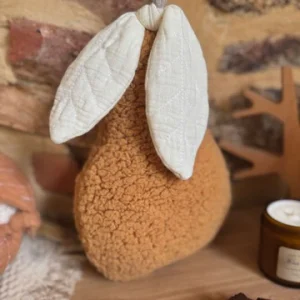 Poire décorative - Coussin Décoratif / Sherpa Camel - Double Gaze Ecru