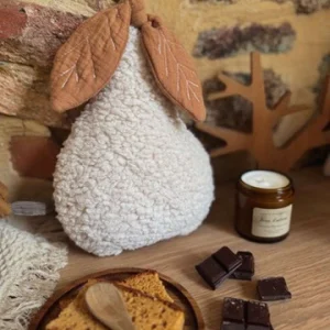 Poire décorative - Coussin Décoratif / Sherpa Ecru - Double Gaze Caramel