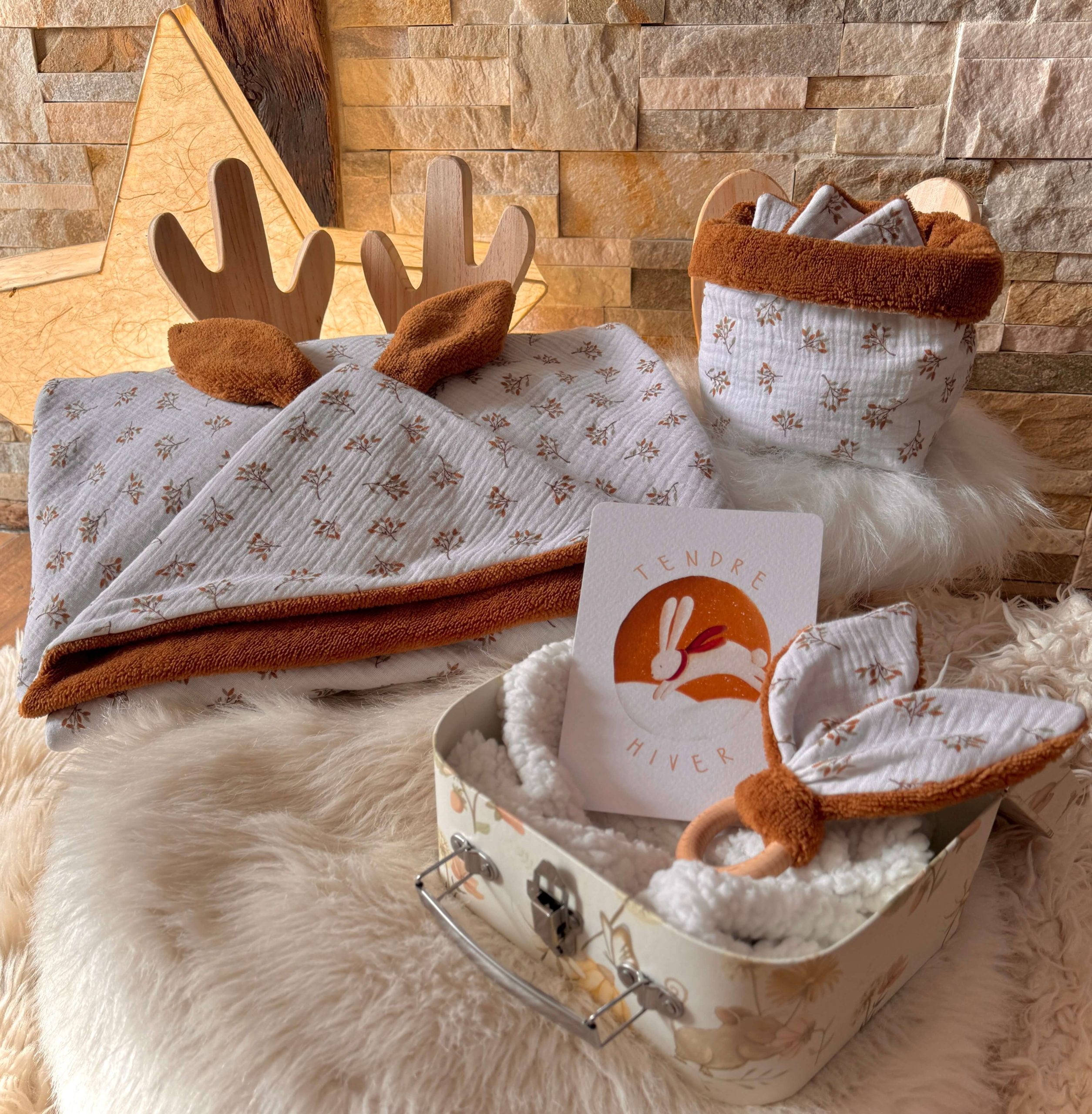 Cape de bain Lapinou / Double Gaze Judy Blanc – Image 2