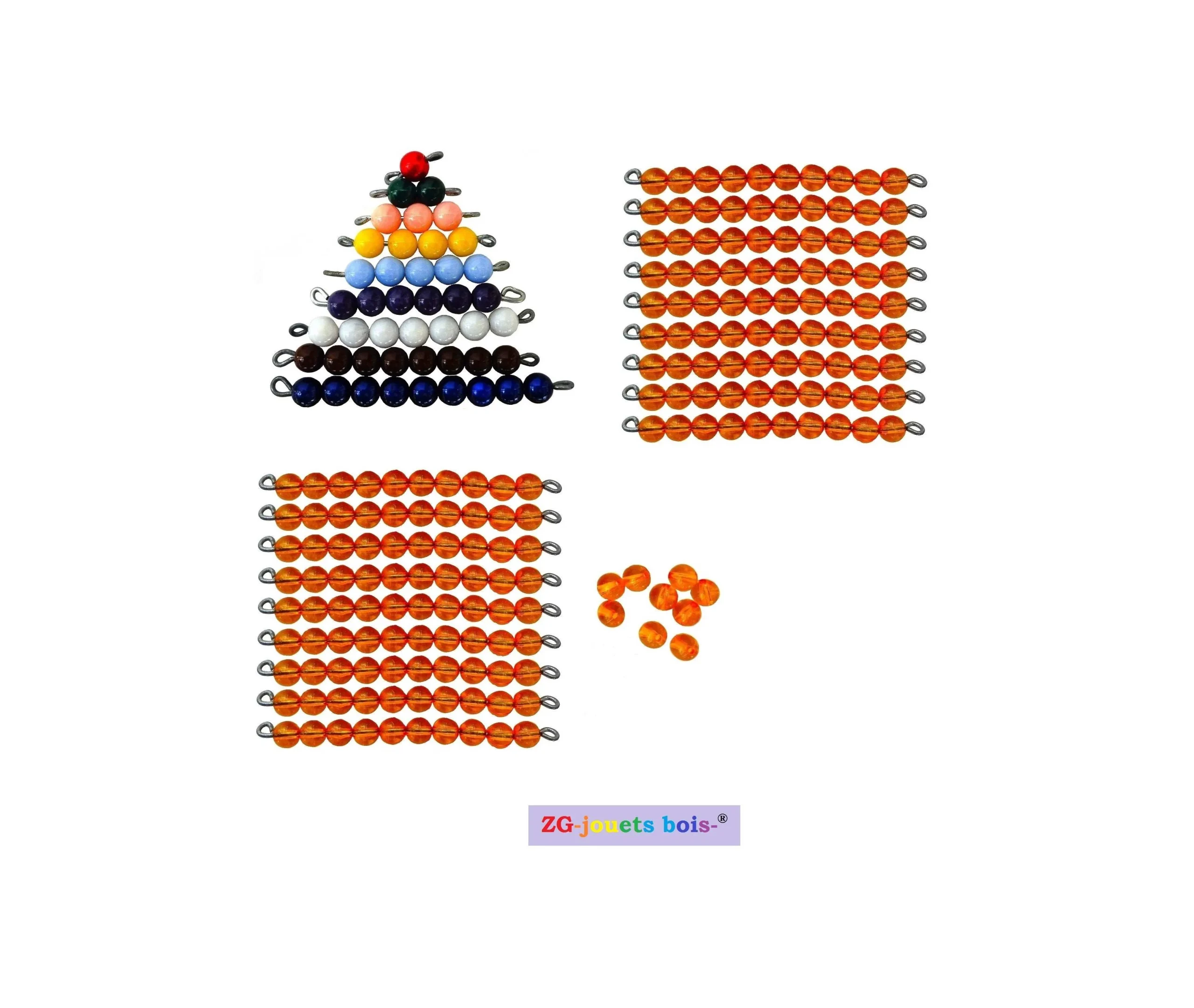 Perles (lot complet) Table Seguin 1&2 Montessori, 10 doré ou orange – Image 3