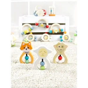 Hochet Lotta Ludwig – jouet d’éveil naturel en bois | Bébé 0+ mois